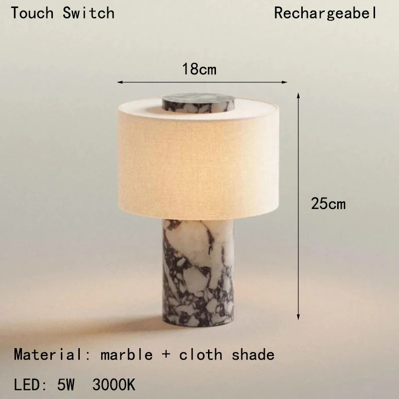 Lampe de Table LED Rechargeable Effet Marbre Vintage Japonais