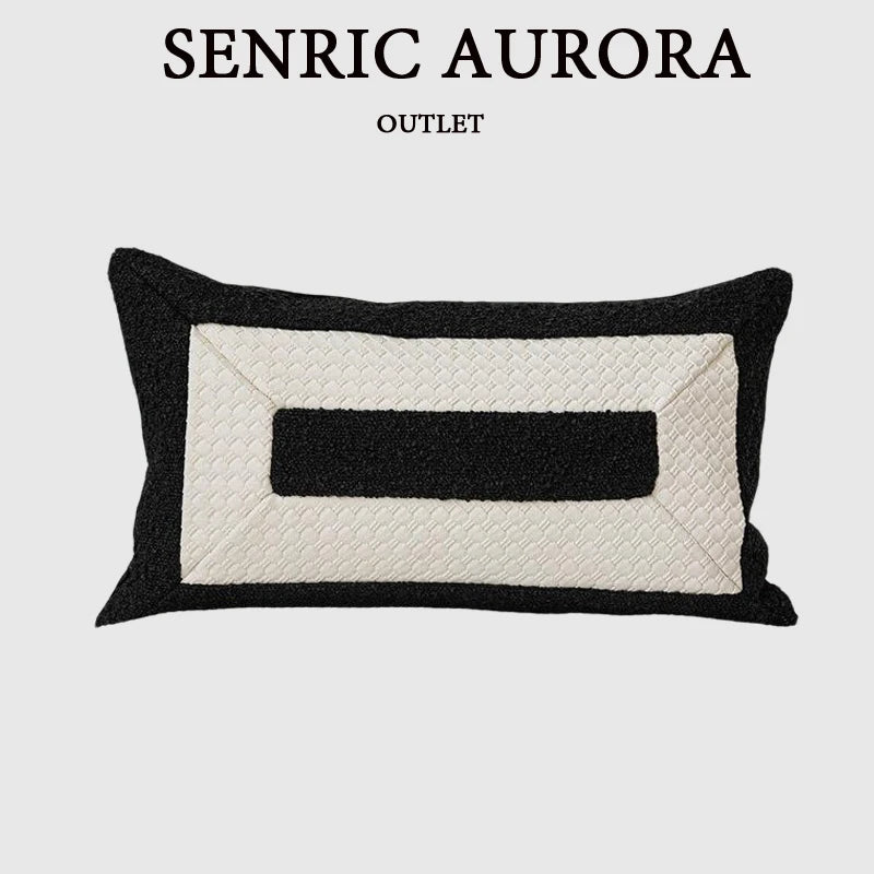 Housse de Coussin Lombaire Design Noir et Blanc Style Designer