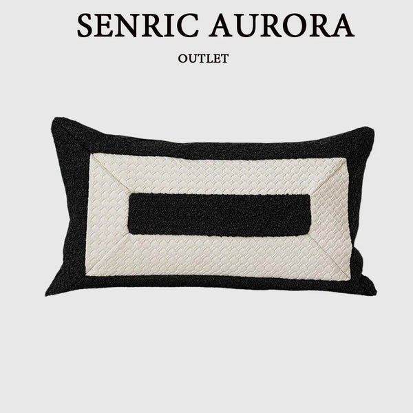 Housse de Coussin Lombaire Design Noir et Blanc Style Designer