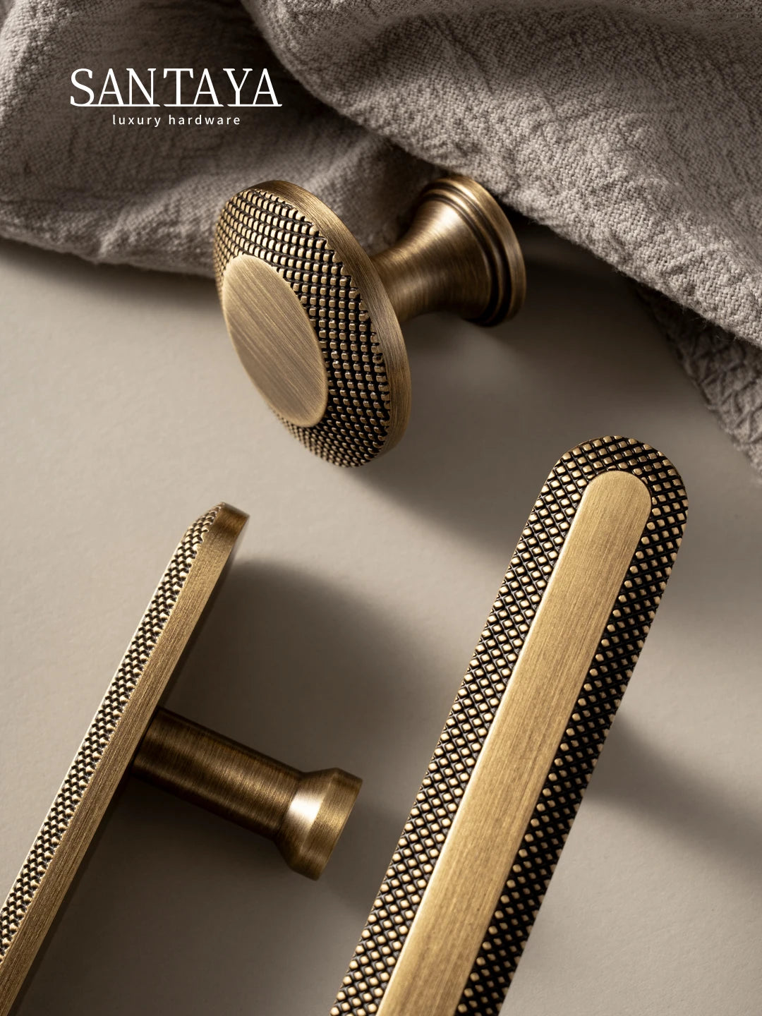Knurled Brass Handle – Antique T-Bar Drawer Knob