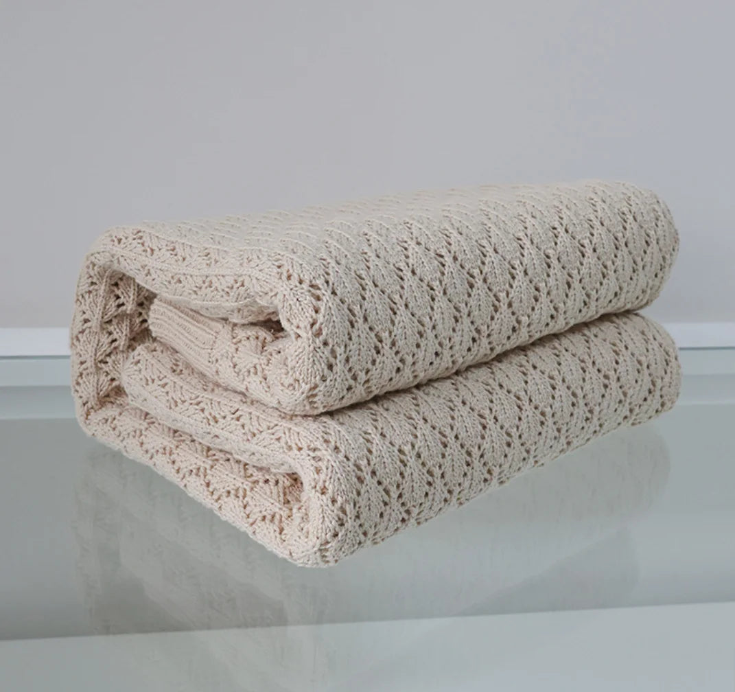 Plaid Nordique en Coton Tricoté