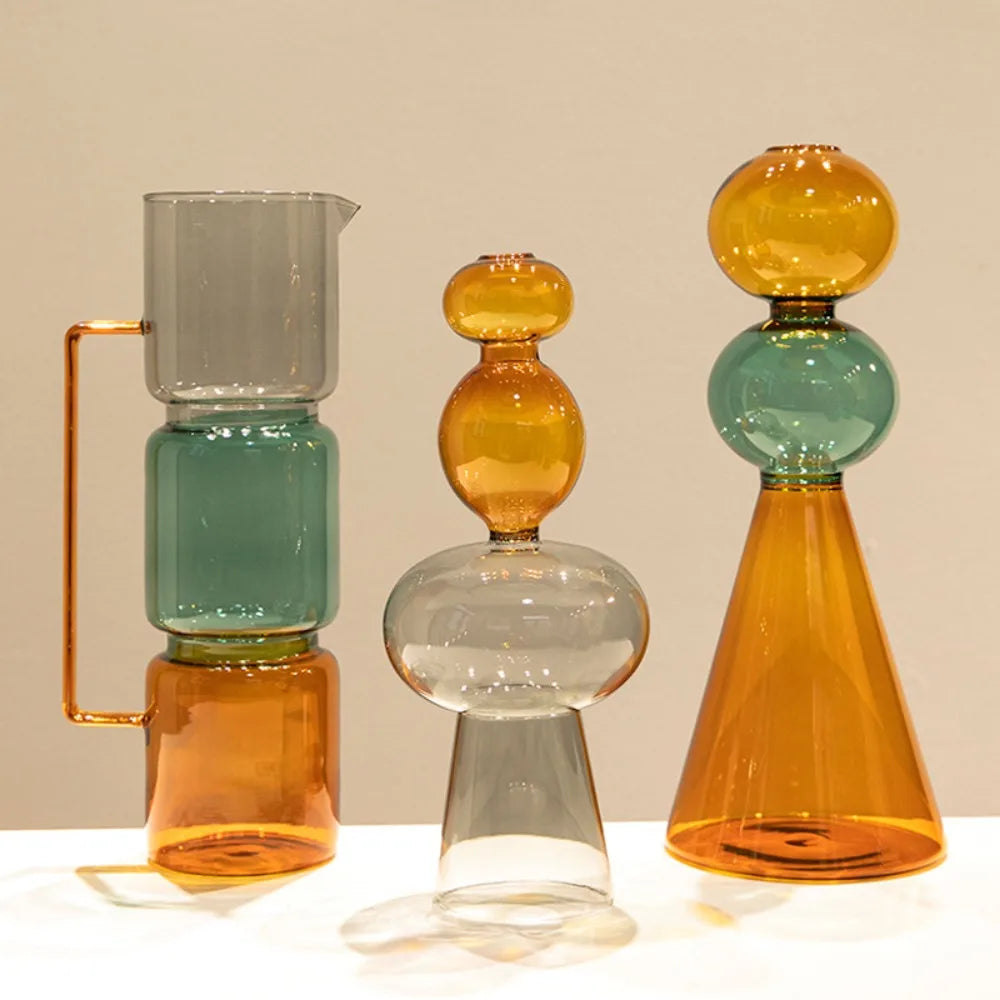 Vase en Verre Coloré Double Paroi - Culture Hydroponique