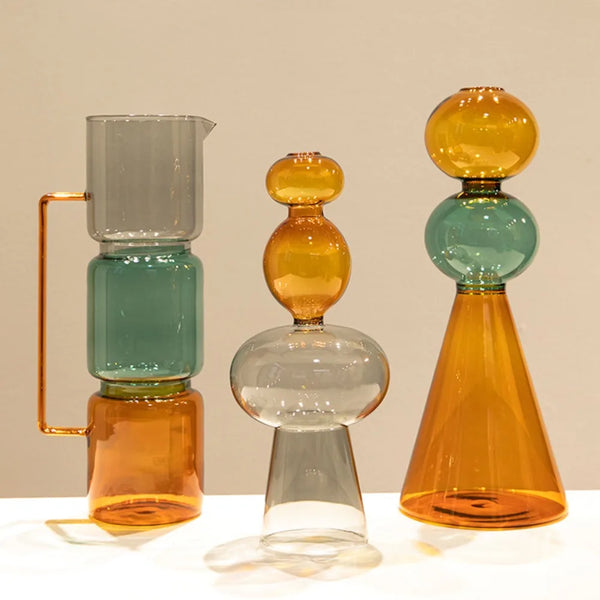 Vase en Verre Coloré Double Paroi - Culture Hydroponique
