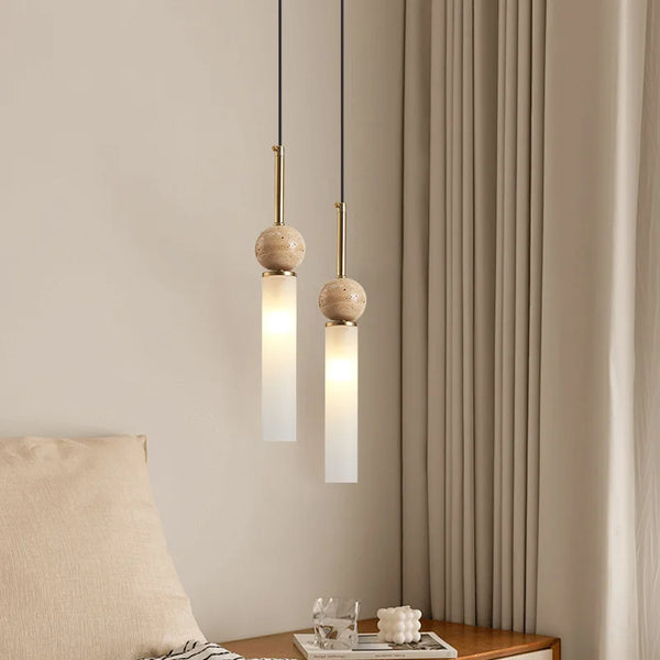 Lustre Pierre Jaune Style Grotte Nordique Moderne