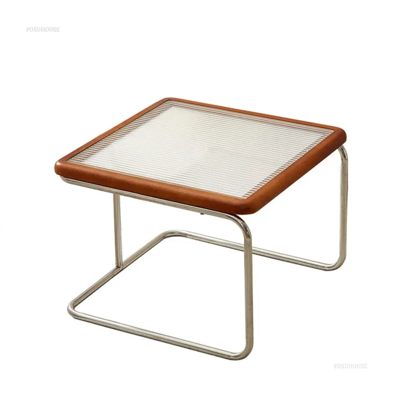 Table Basse Verre et Inox - Style Japonais Rétro