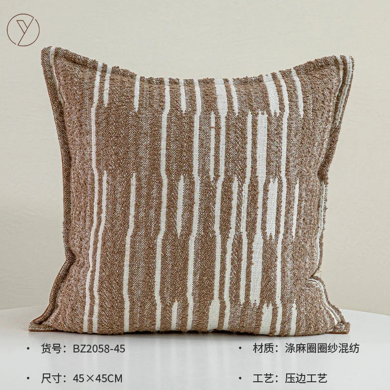 Housse de Coussin Blanche Rayée à Franges Waist