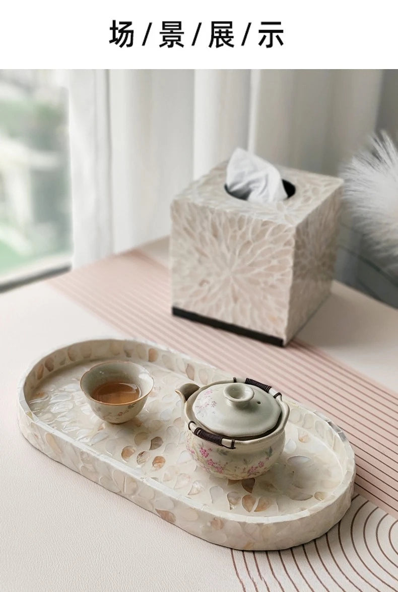 Plateau Coquillage Naturel Ovale Style Nordique Luxueux
