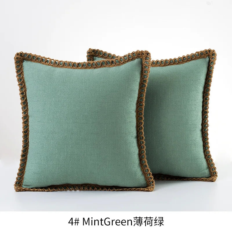 Housse de Coussin Champêtre Bordée - Style Farmhouse