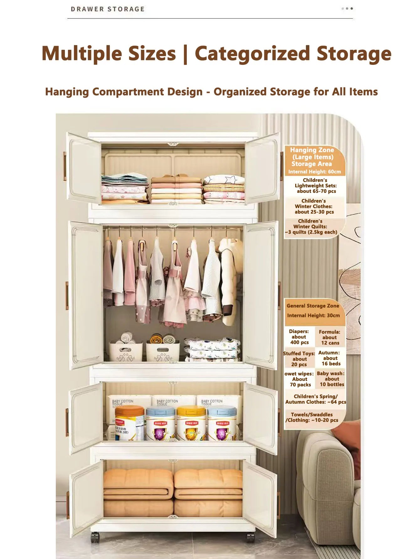 Meuble de Rangement Multi-Niveaux Sans Montage