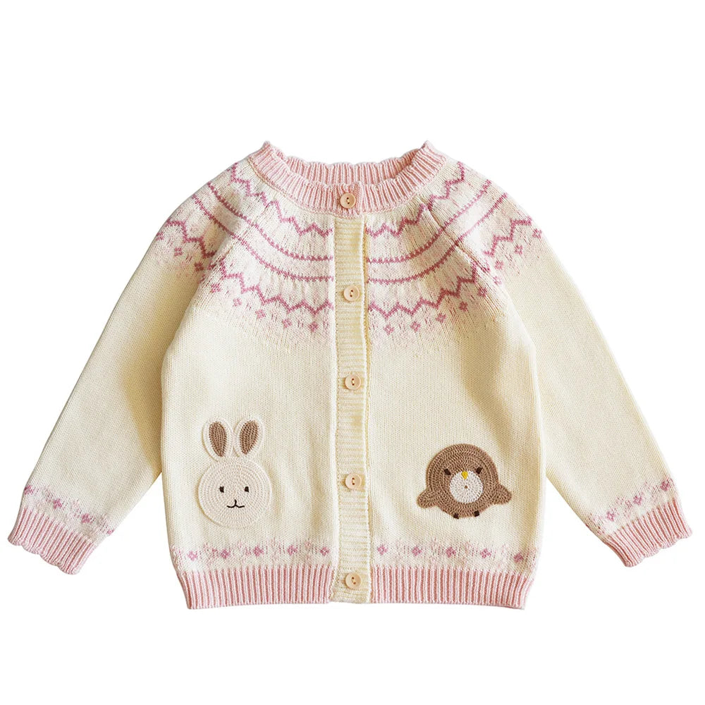 Cardigan Fille Brodé Motif Champignon