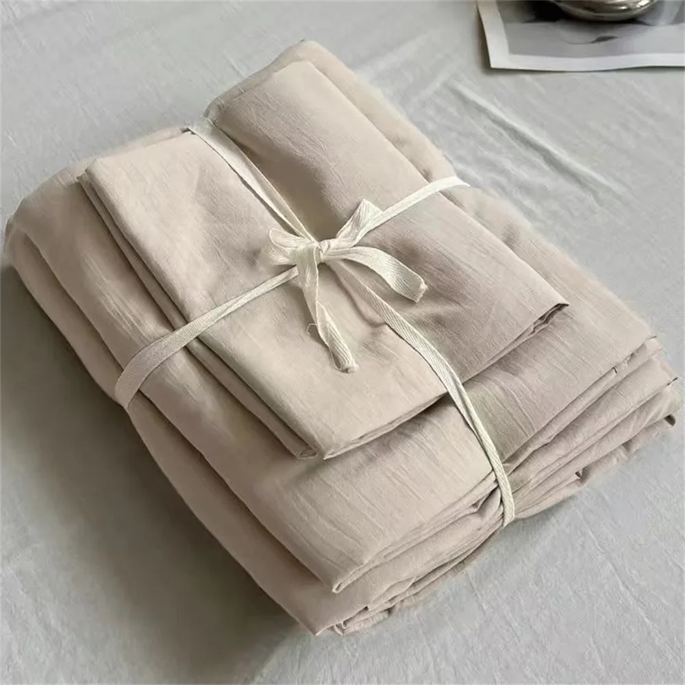 Parure de Lit Douce Coton Lavé Style Romantique
