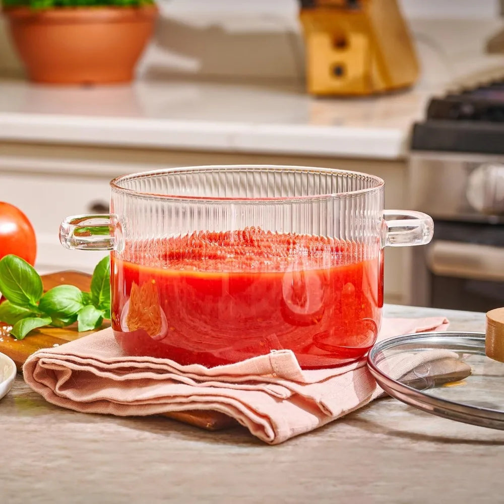 Casserole en Verre avec Couvercle 1,6L Double Poignée