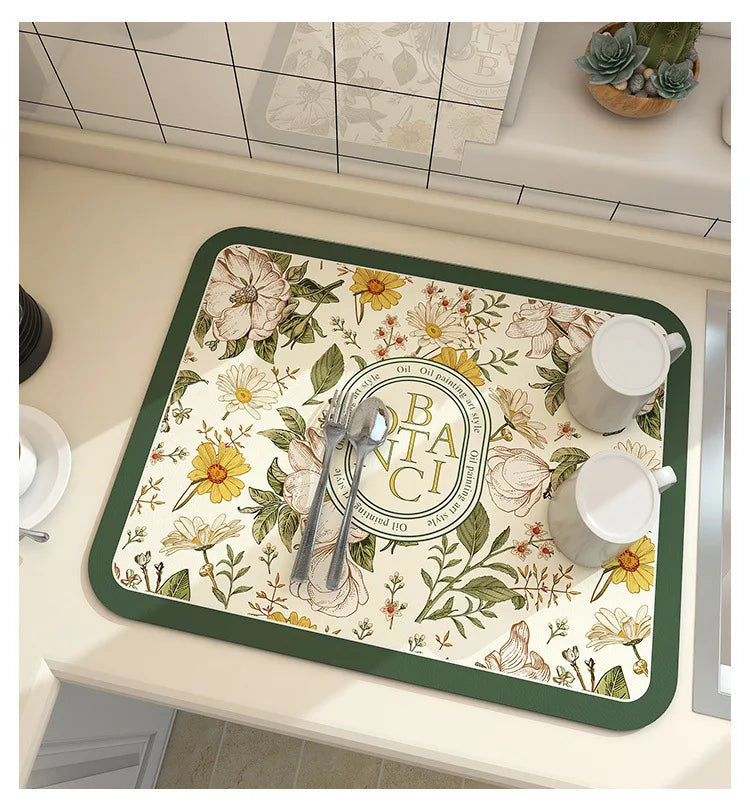 Tapis d'Égouttage Absorbant Antidérapant pour Cuisine