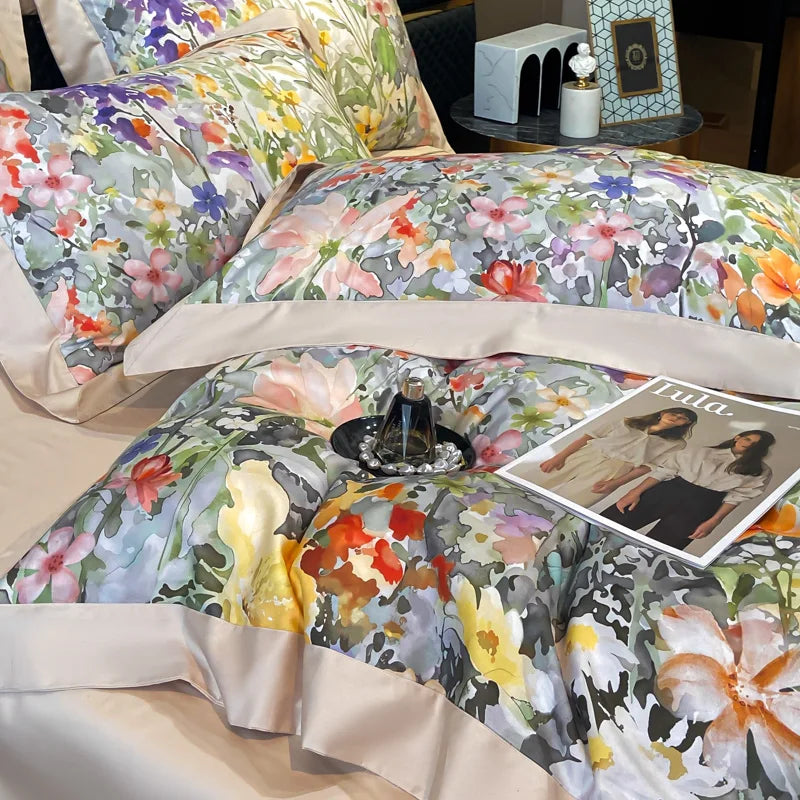 Parure de Lit Coton Luxe Style Hôtelier Brodée