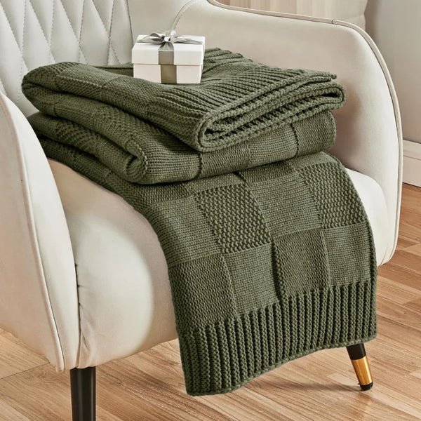 Plaid Tricoté Bohème - Couverture Douce Multi-Usage