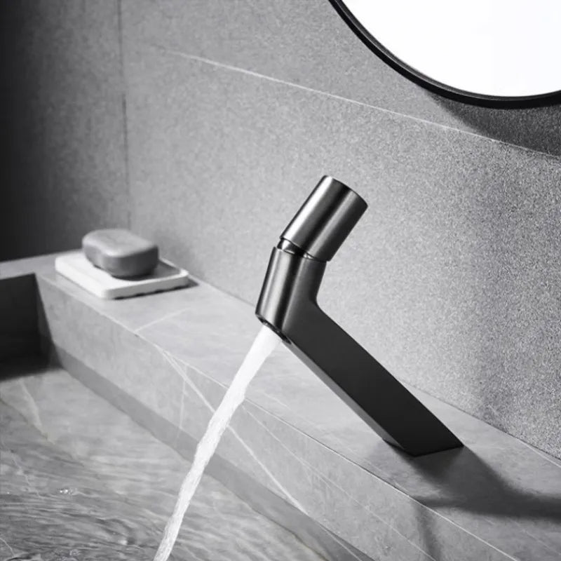 Robinet de Lavabo Or Brossé Design Créatif Une Poignée