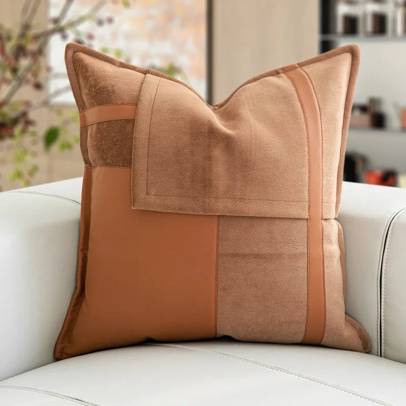 Housse de Coussin Cuir Orange Assemblage Waist