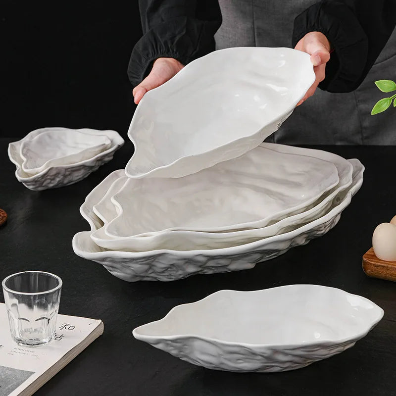 Assiette en Céramique Forme Huître Style Artistique