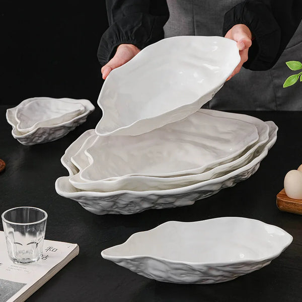 Assiette en Céramique Forme Huître Style Artistique