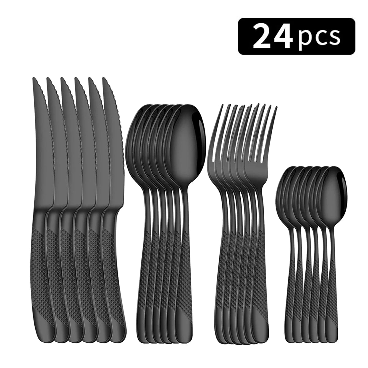 Ensemble Couverts à Steak Étoilé 24 Pièces Inox