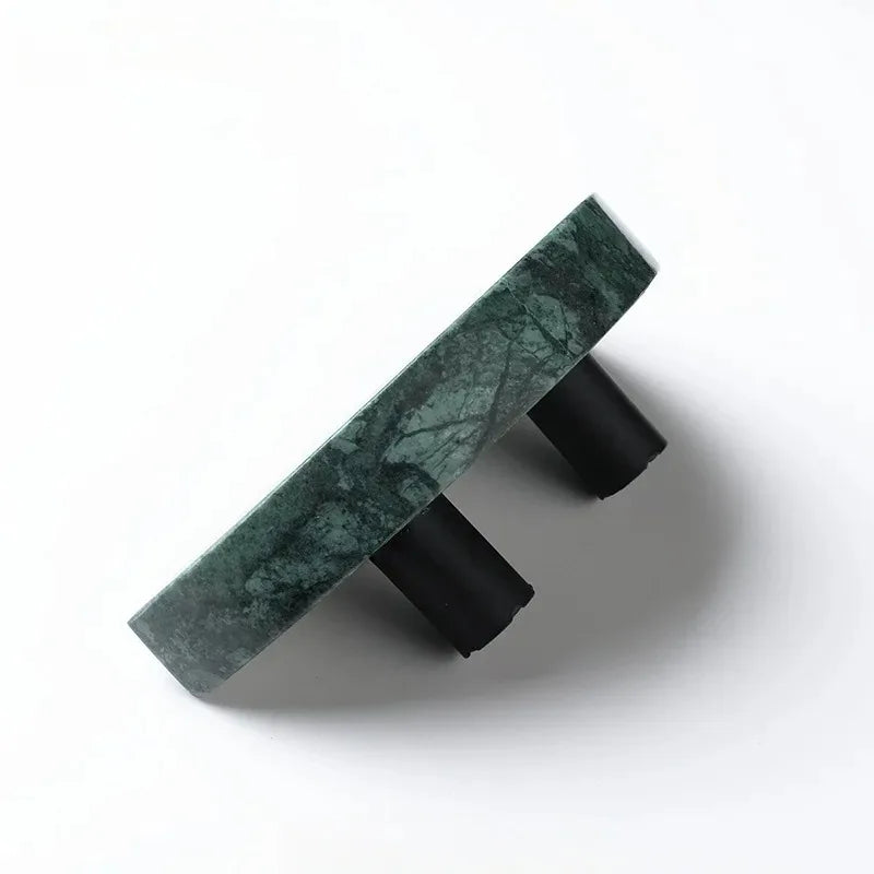 Poignée de Meuble en Marbre et Verre - Style Grec Vert Foncé