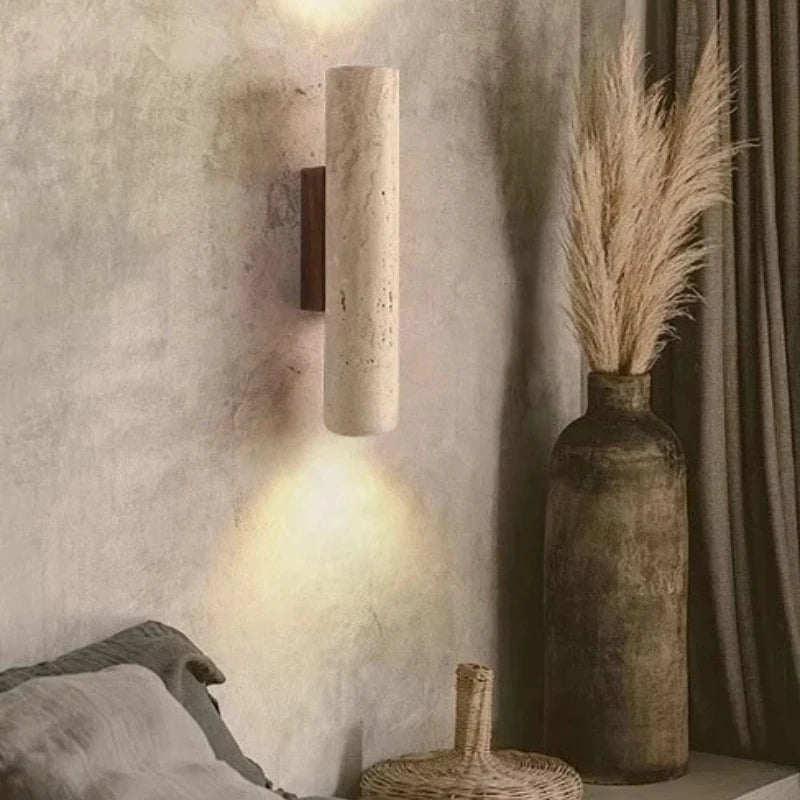 Applique Murale Marbre Jaune LED Style Wabi-Sabi Escalier