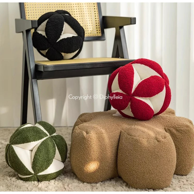 Coussin Rond Monogramme - Style Rétro Français Chic