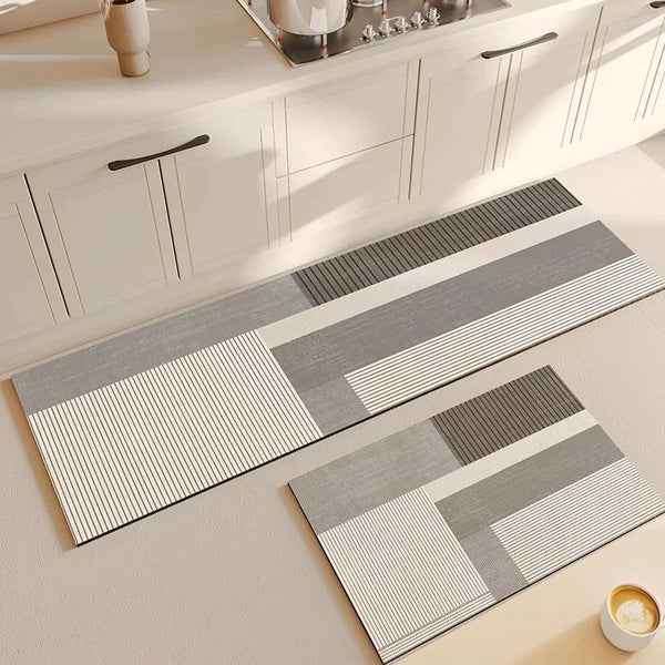 Tapis en Diatomite - Motif Géométrique Antidérapant