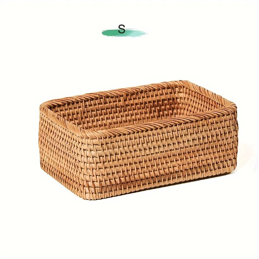 Panier de Rangement en Rotin Naturel Tressé Main
