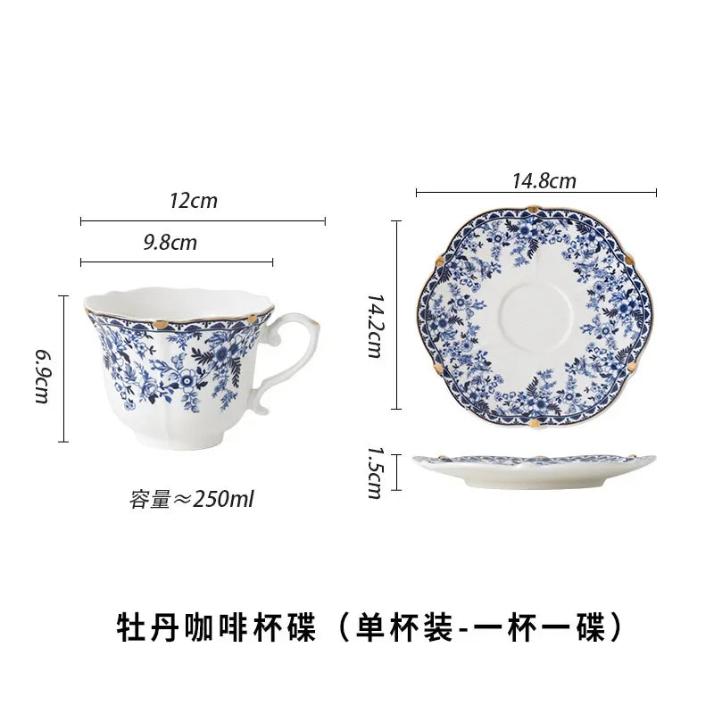 Tasse à Café en Porcelaine Bleu et Blanc Style Anglais