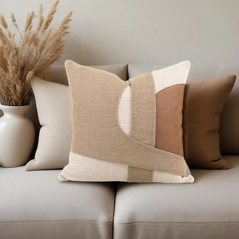 Housse de Coussin Caramel Tissée Chaîne Format Lombaire