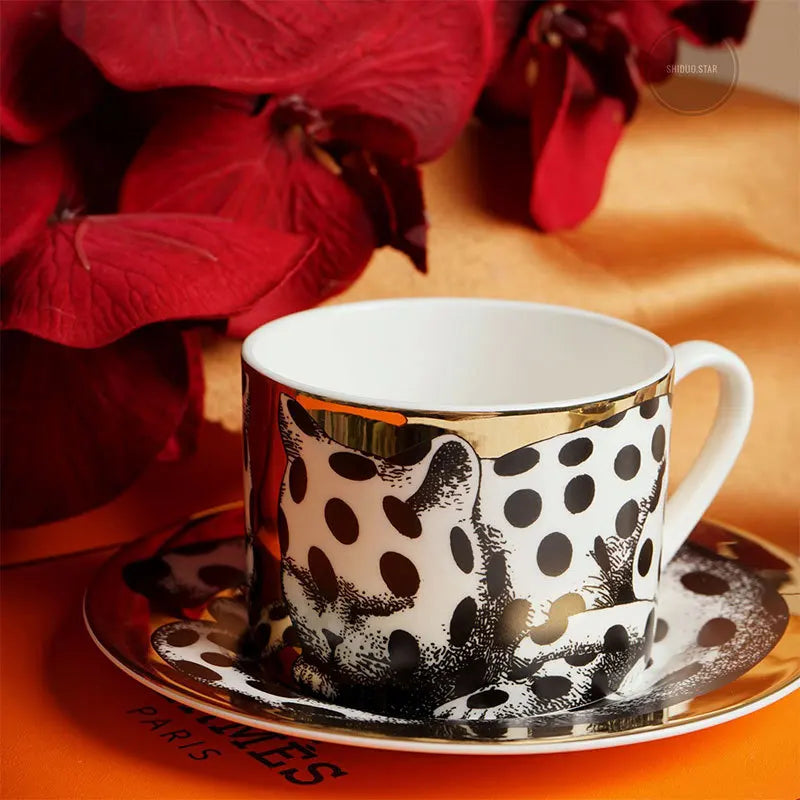 Tasse à Café Céramique Motif Animal Doré