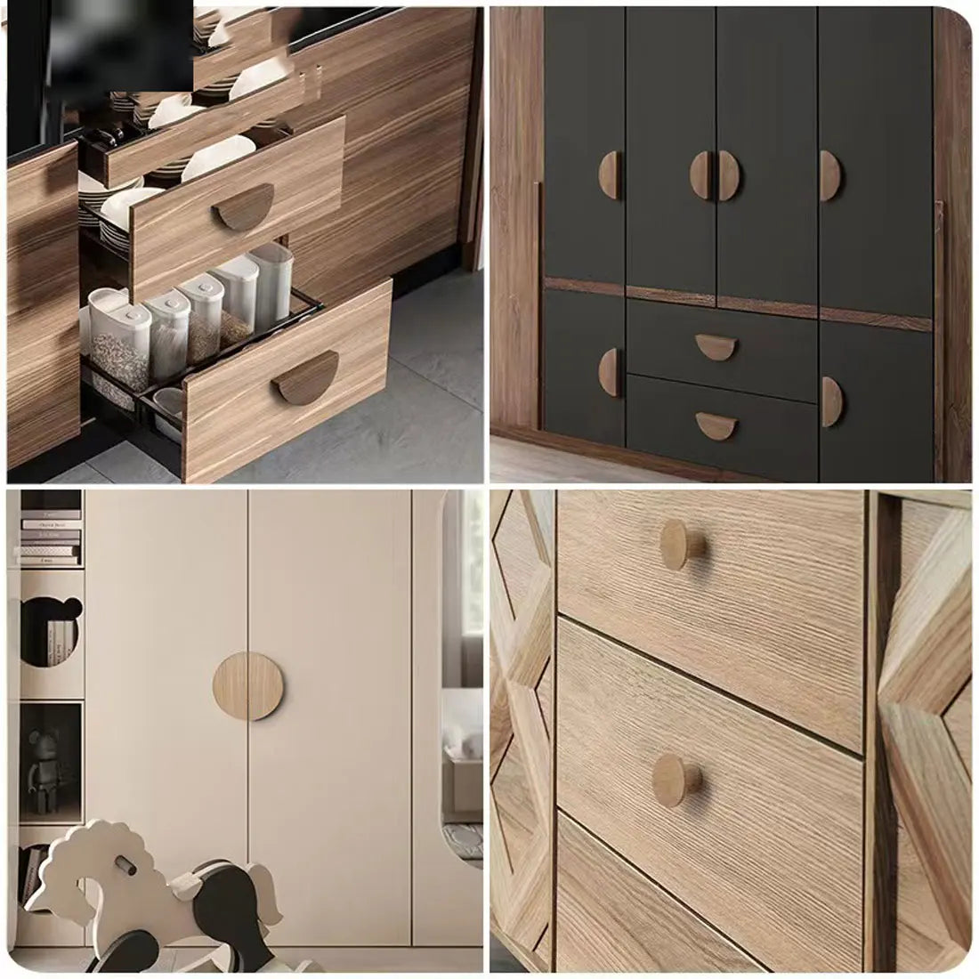 Poignée de Porte en Bois Demi-Cercle Style Nordique