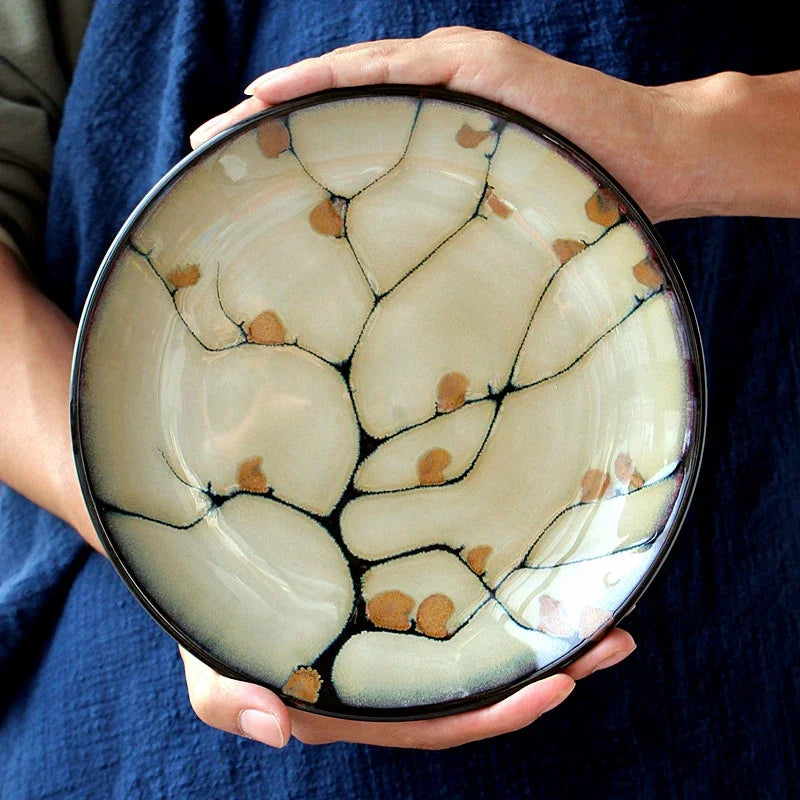 Assiette à Dessert Décorative Fleur de Prunier Style Japonais
