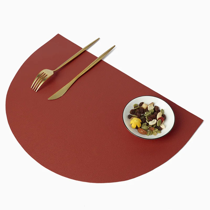 PU Leather Placemat – Semicircle Waterproof Table Mat
