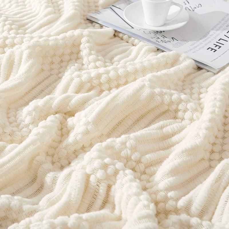 Jeté Boho Blanc Texturé - Grand Format Chunky