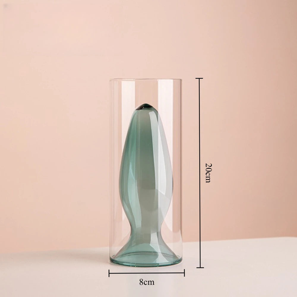 Vase en Verre Coloré Double Paroi - Culture Hydroponique