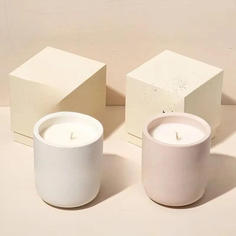 Bougie Parfumée en Pot de Céramique - Cire Végétale et Mèche en Bois