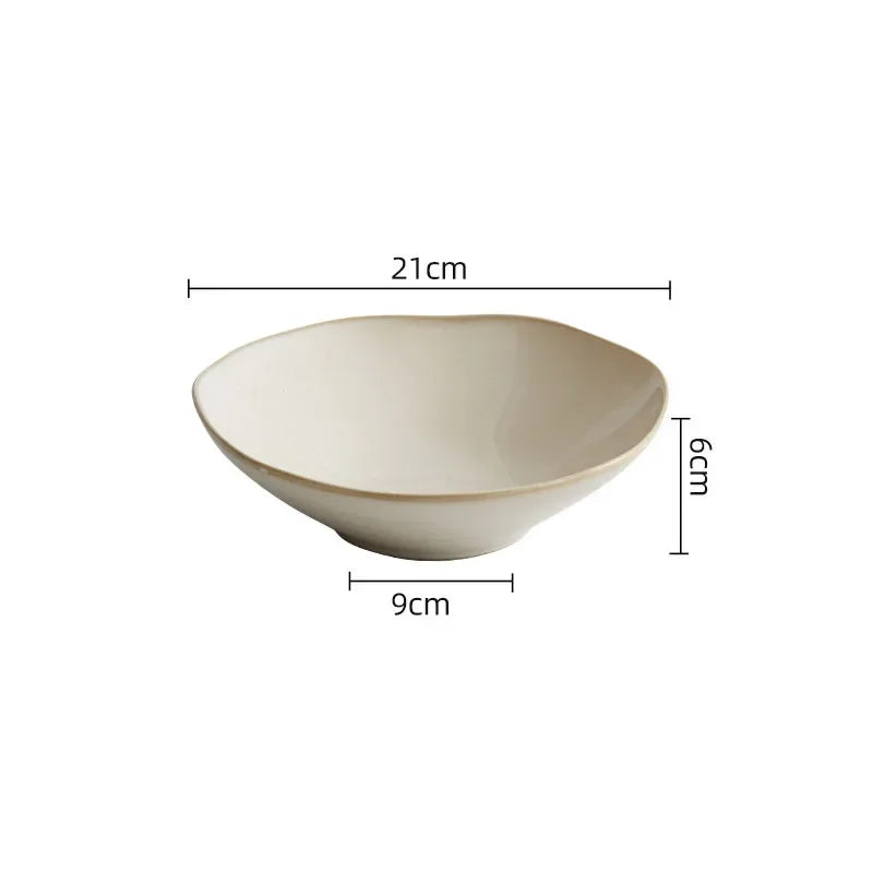Bol Irrégulier Bord Beige en Céramique Épaisse