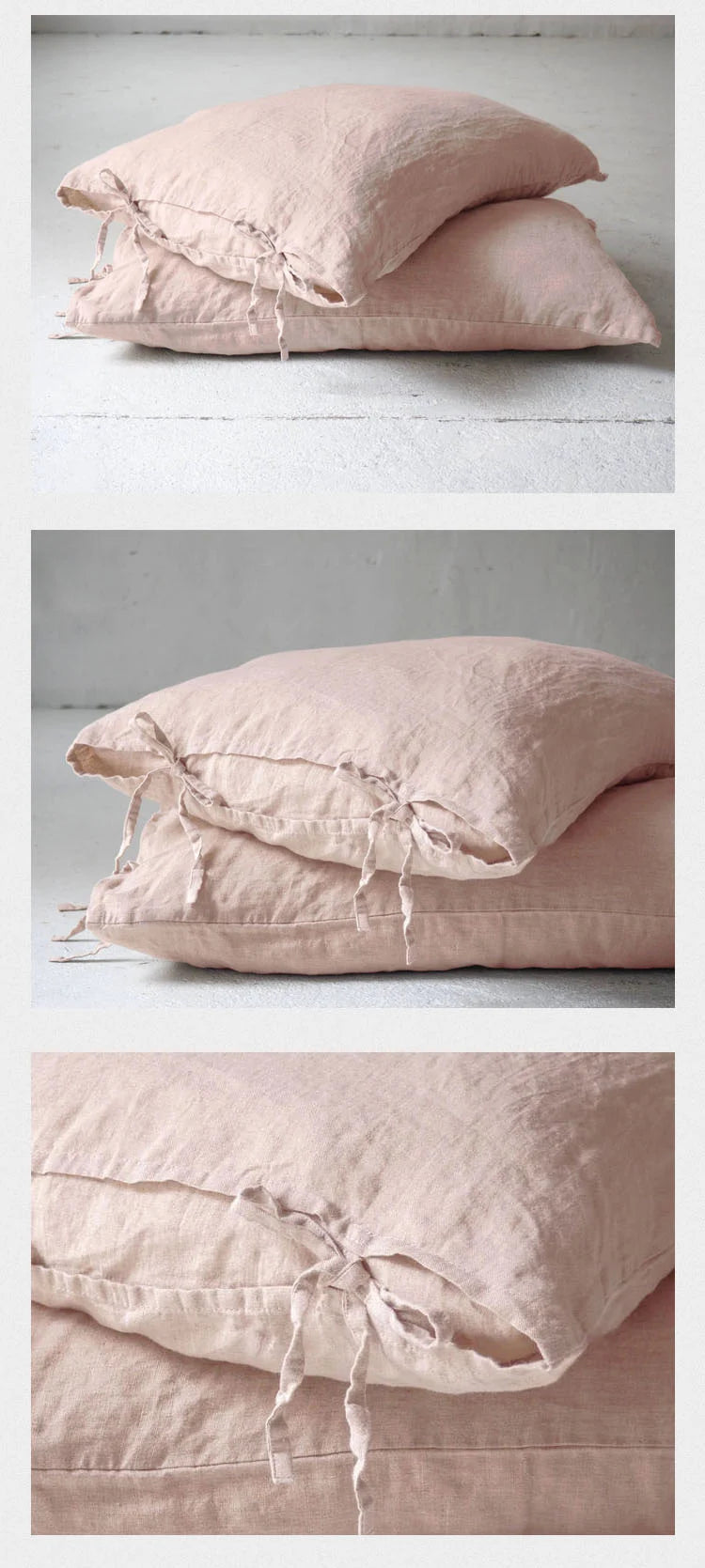 Housse de Coussin Lin Pur Nœud Papillon Bleu Foncé