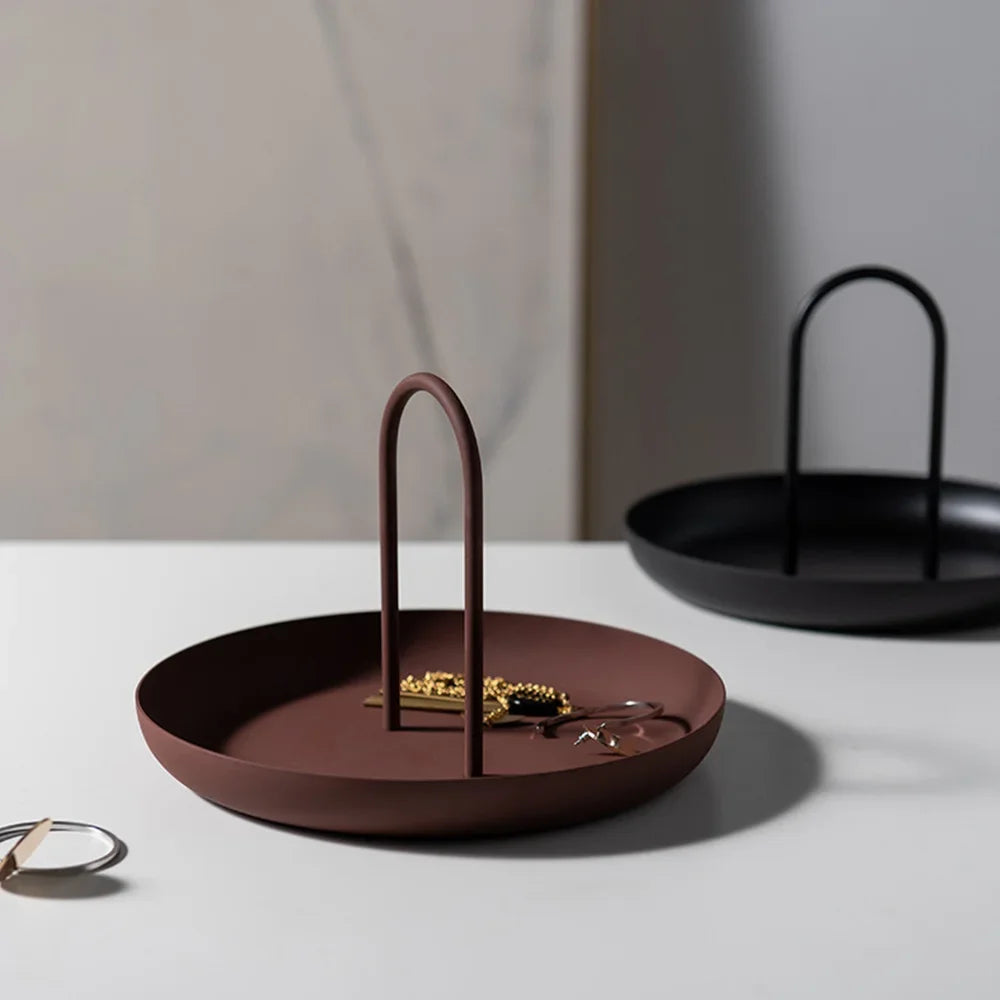 Plateau Rond Portable avec Poignée Style Nordique
