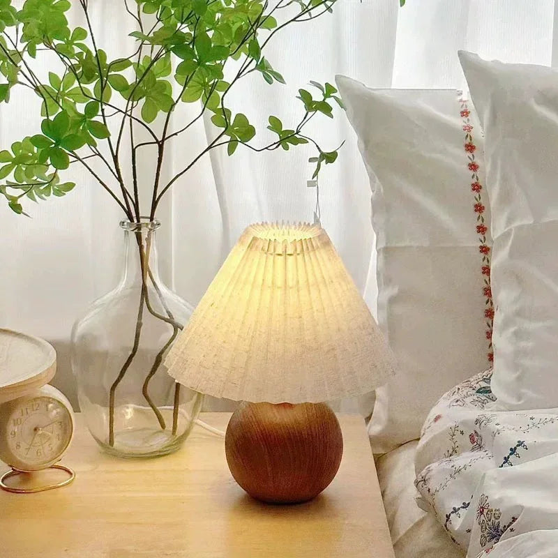 Lampe de Table LED Plissée - Trois Teintes avec Télécommande