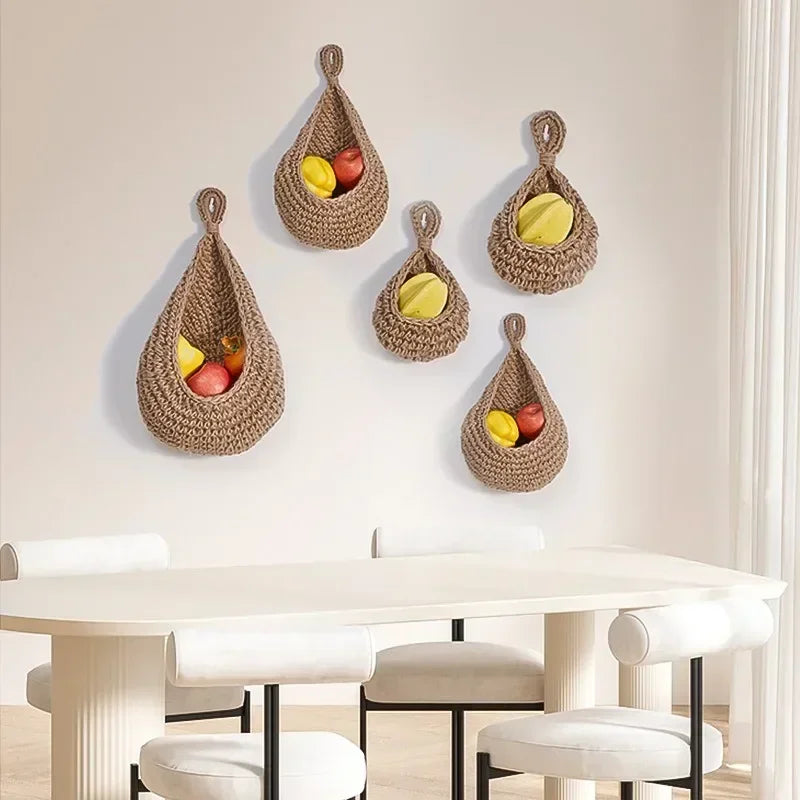 Panier Mural Suspendu Tressé pour Fruits et Légumes