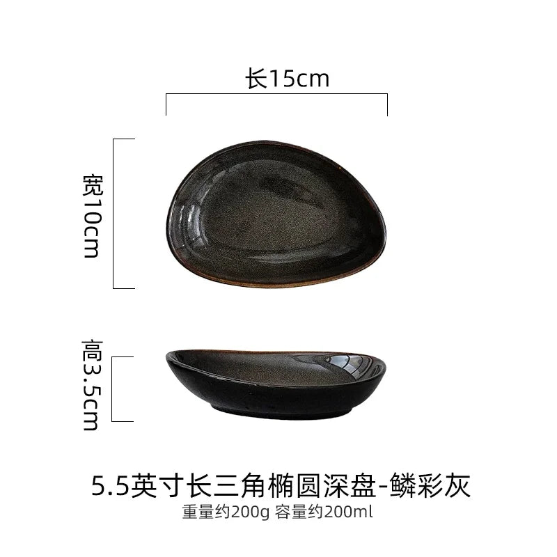 Assiette Creuse Triangulaire Céramique Style Japonais
