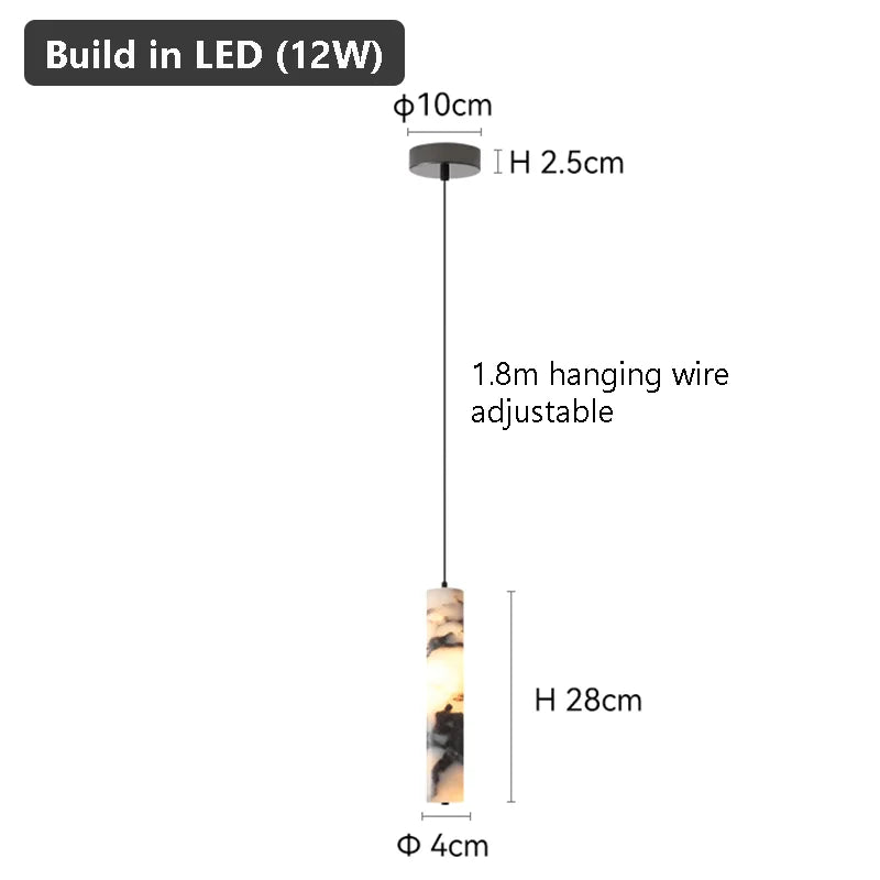 Suspension Luminaire Cylindre Pierre Naturelle Noire Haut de Gamme