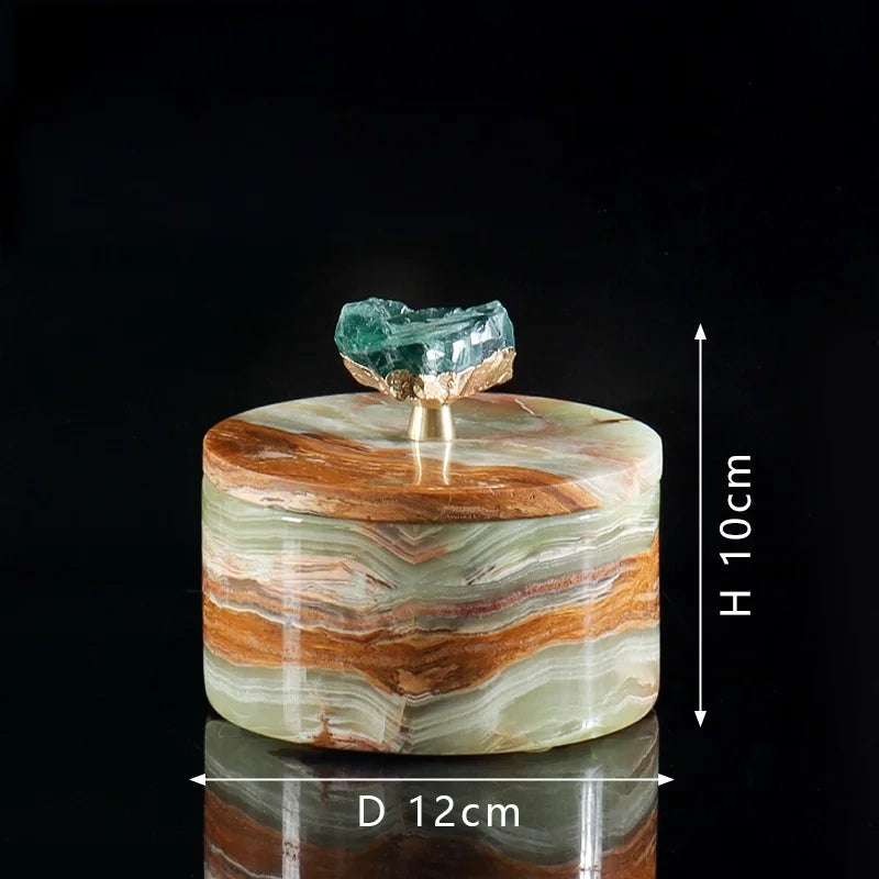 Pot de Rangement en Marbre Jade Naturel - Avec Couvercle