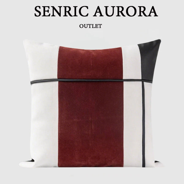 Housse de Coussin Luxe Bordeaux et Noir Bicolore