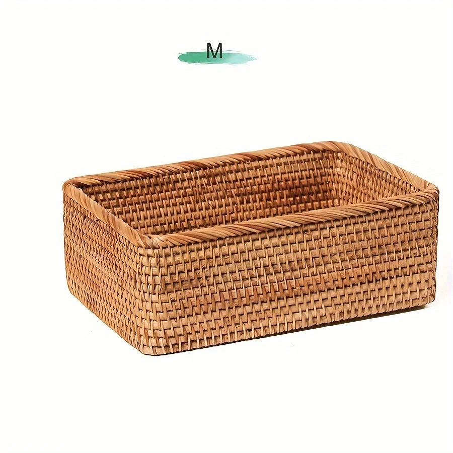 Panier de Rangement en Rotin Naturel Tressé Main