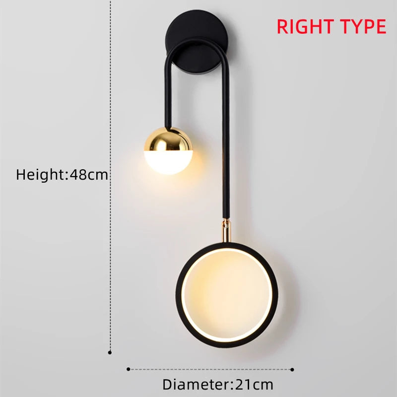 Applique Murale LED Ronde Rotative Style Nordique