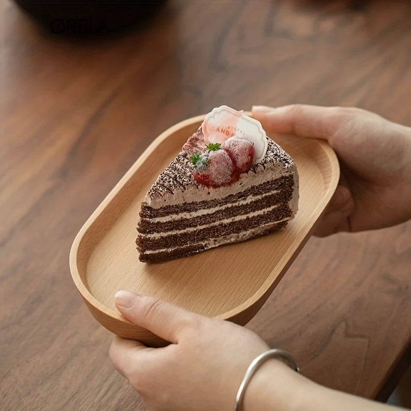 Assiette Ronde en Bois Massif Style Japonais